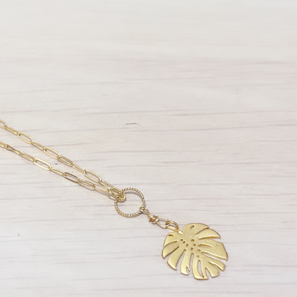 Monstera beautiful island necklace 14k gold filled necklace Hawaii