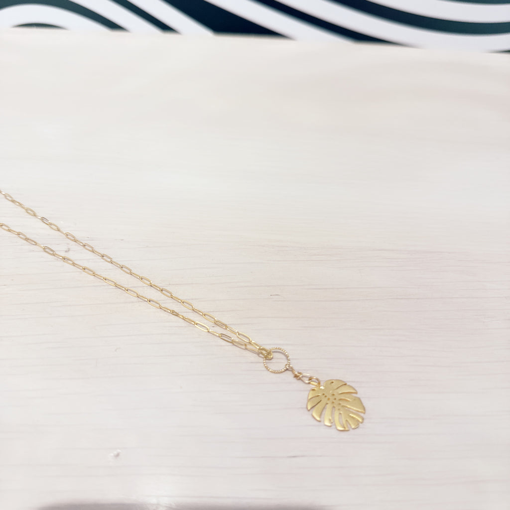 Monstera beautiful island necklace 14k gold filled necklace Hawaii