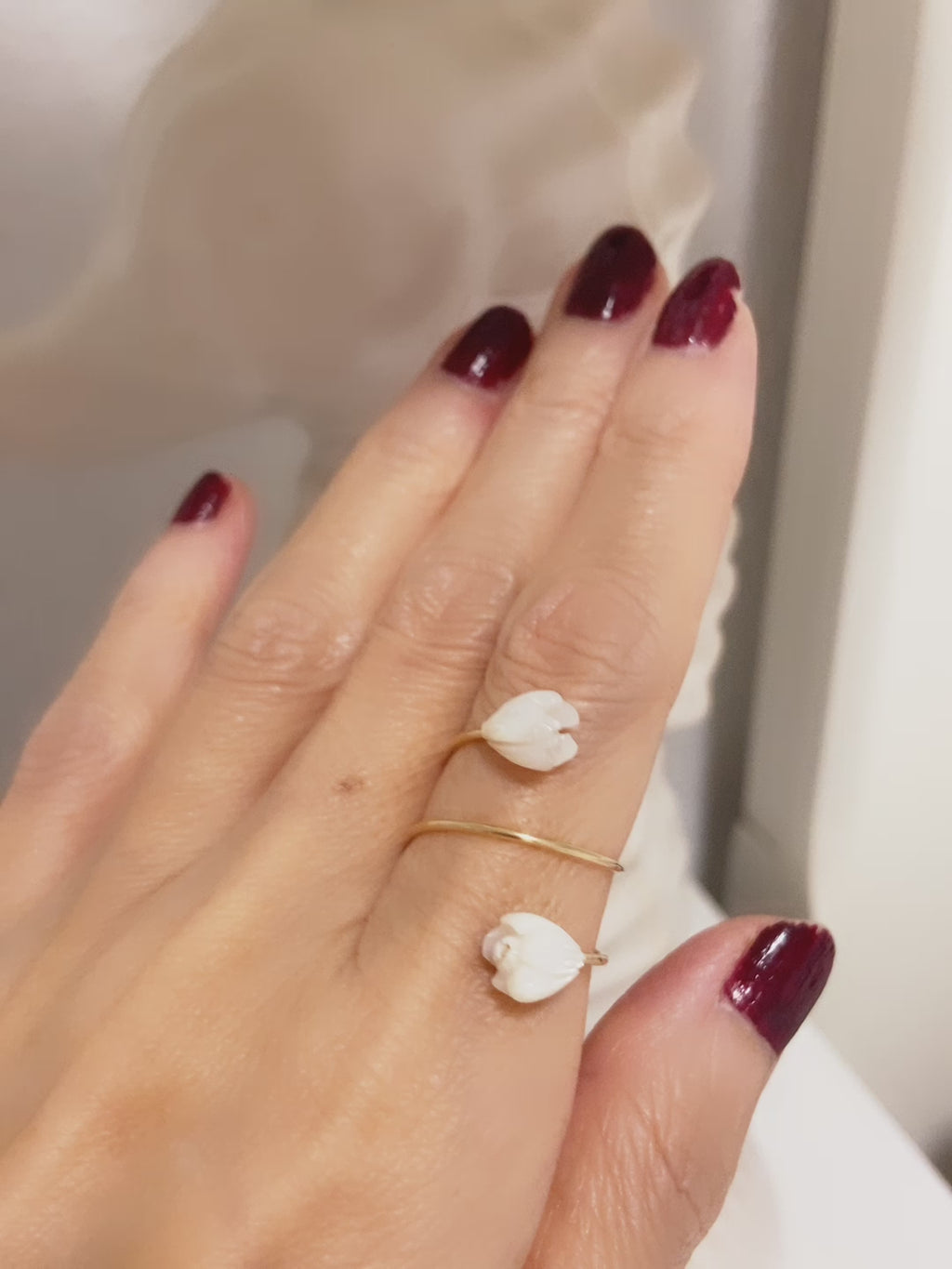 Pikake ring adjustable 14k gold filled Mother of pearl l